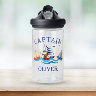 Botella De Agua Capitán de barco náutico personalizado para niños