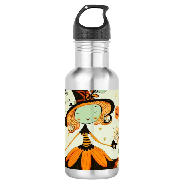Botella De Agua capricho/bruja/calabaza/caída (Anverso)