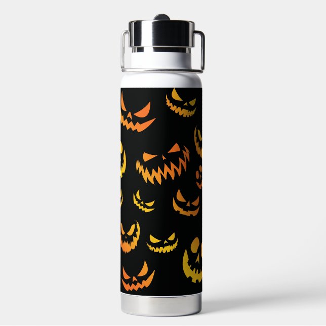 Botella De Agua Cara de calabaza de Jack O Lantern (Reverso)