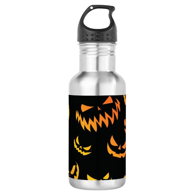 Botella De Agua Cara de calabaza de Jack O Lantern (Anverso)