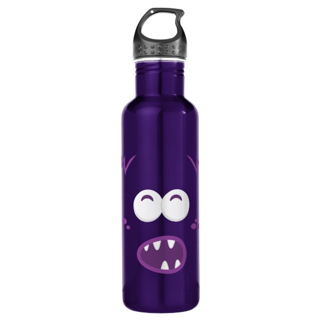 Botella De Agua Cara de monstruo morado (Anverso)