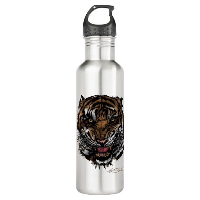 Botella De Agua Cara de tigre (diseño de firma) (Anverso)