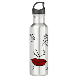 Botella De Agua Cara moderna de dibujo minimalista de una línea