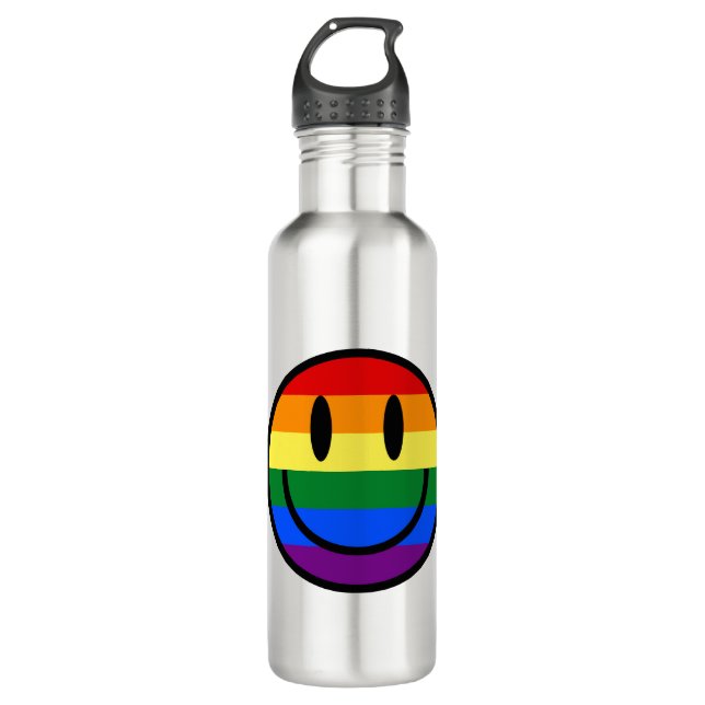 Botella De Agua Cara sonriente arco iris (Anverso)