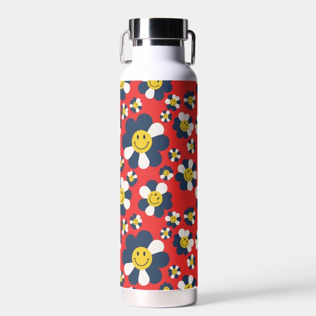 Botella De Agua Cara sonriente retro patriota (Delantero)