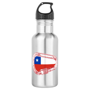 Botella De Agua Carabiner de escalada con bandera de Chile