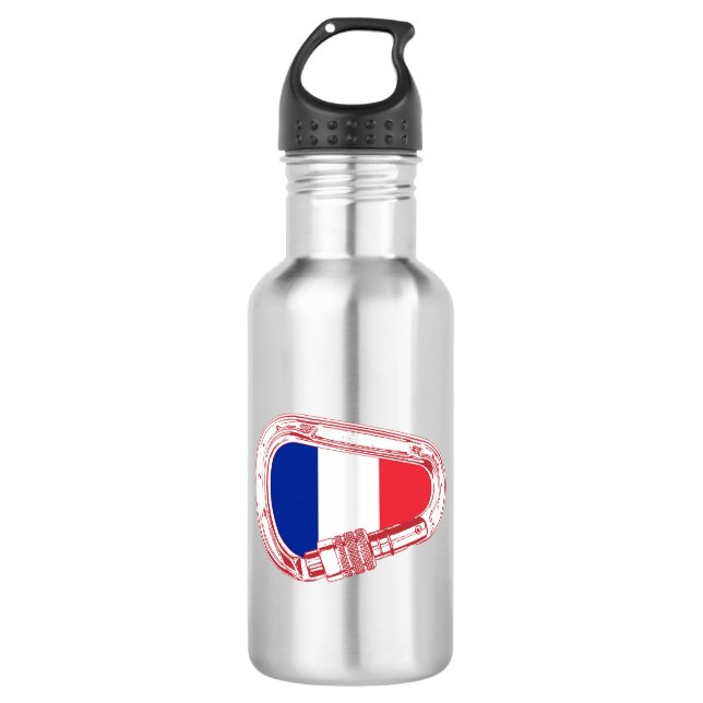 Botella De Agua Carabiner de escalada con bandera de Francia (Anverso)