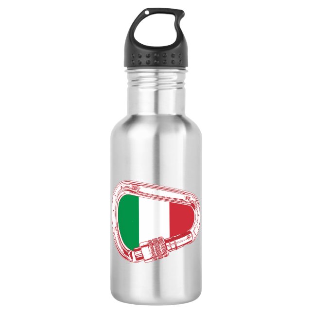 Botella De Agua Carabiner de escalada con bandera de Italia (Anverso)