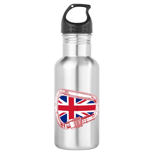 Botella De Agua Carabiner de escalada de bandera británica (Anverso)