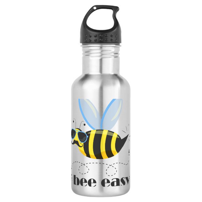 Botella De Agua Carácter de abeja con gafas de sol bigote Bee Fáci (Anverso)