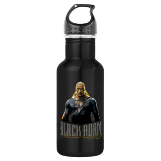 Botella De Agua Carácter y gráfico de nombre de Adam negro