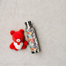 Botella De Agua Caras de montura de Doodle multicolor