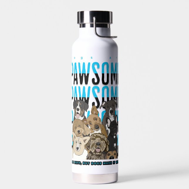 Botella De Agua Caras de perro | Perro Lover Pun (Izquierdo)