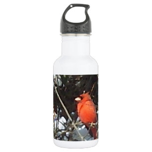 Botella De Agua Cardenal rojo en arte cargado de la foto de los