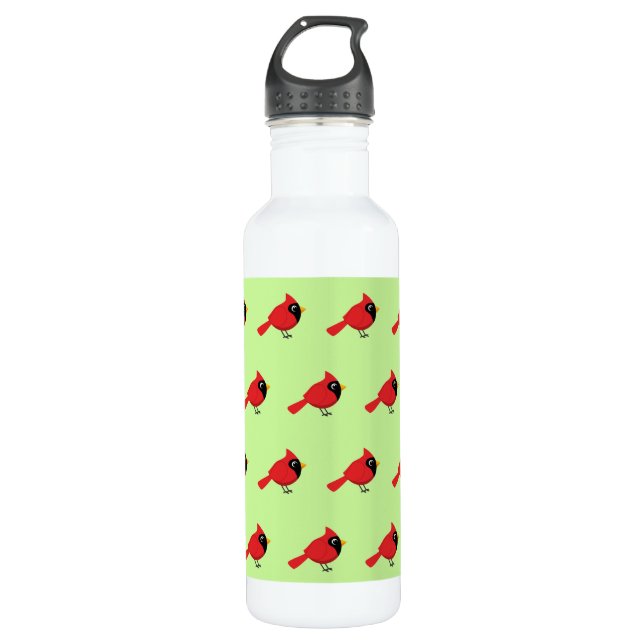 Botella De Agua Cardenal rojo Personalizado con flores (Anverso)