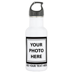 Botella De Agua Cargar foto de imagen y añadir texto - Personaliza