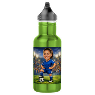 Botella De Agua Caricatura de estrella de fútbol/fútbol con foto p