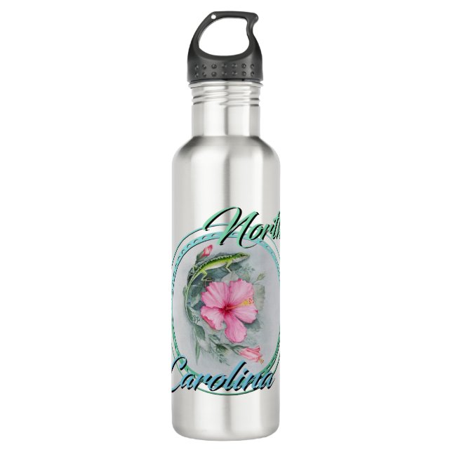 Botella De Agua Carolina Anole e Hibiscus (Anverso)