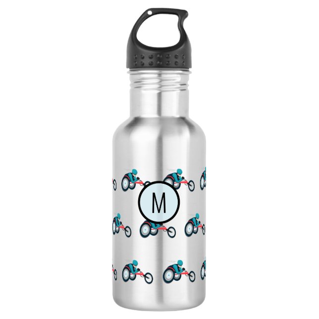 Botella De Agua Carreras en silla de ruedas (Anverso)