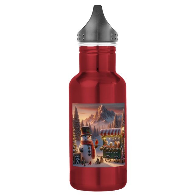 Botella De Agua Carro de chocolate caliente de Snowman, el inviern (Izquierda)