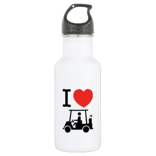 Botella De Agua Carro de golf I Heart (Love)