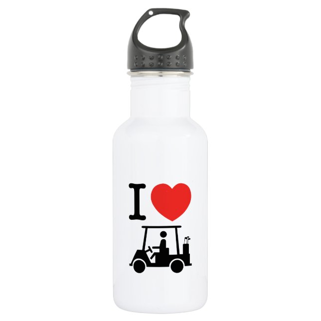 Botella De Agua Carro de golf I Heart (Love) (Anverso)