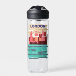Botella De Agua Cartel de viaje de la silueta de Londres.