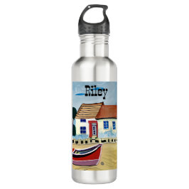 Botella De Agua Casa de playa y barco personalizadas