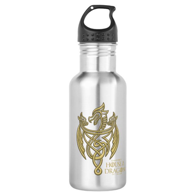 Botella De Agua CASA DEL DRAGÓN | Escudo Golden Filigree Dragon (Anverso)