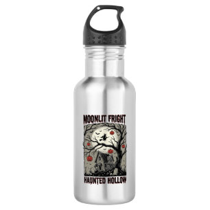 Botella De Agua Casa Embrujada de Halloween Grabado Antiguo Camise