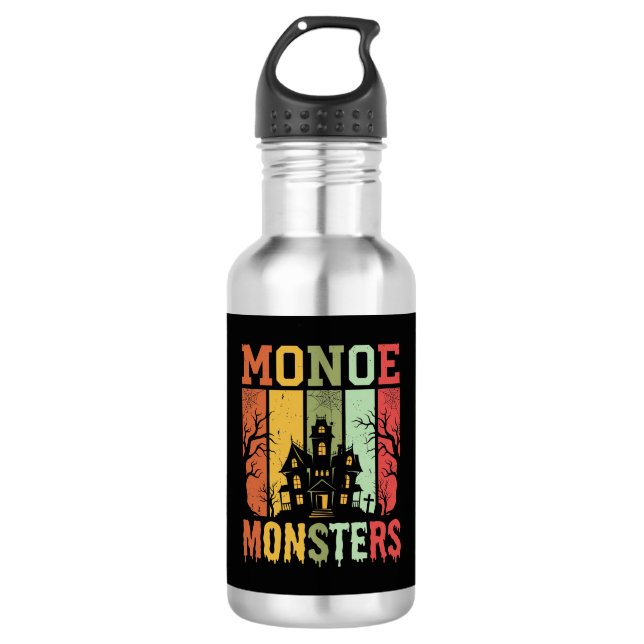 Botella De Agua Casa Embrujada de Halloween Monstruos Retro (Anverso)