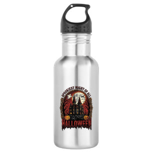 Botella De Agua Casa Embrujada Halloween Grabado Antiguo Camiseta 