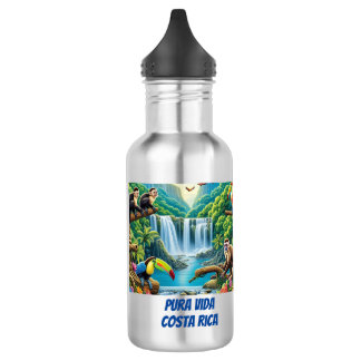 Botella De Agua Cascada tropical de selva tropical