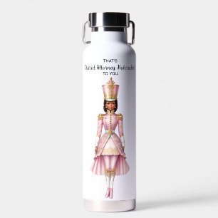 Botella De Agua Cascanueces femenino de Navidad rosa y dorado