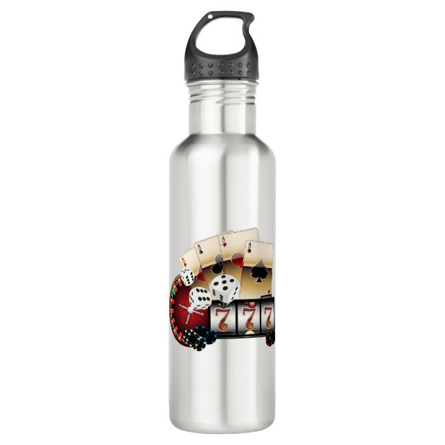 Botella De Agua casino, vegas, póquer, juegos de azar, adulto (Anverso)