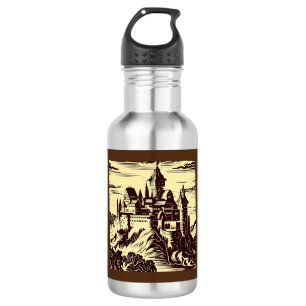 Botella De Agua Castillo medieval de Fantasy - Woodcut 2