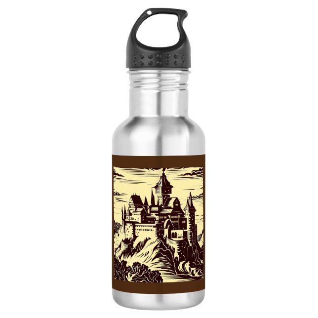 Botella De Agua Castillo medieval de Fantasy - Woodcut 2 (Anverso)