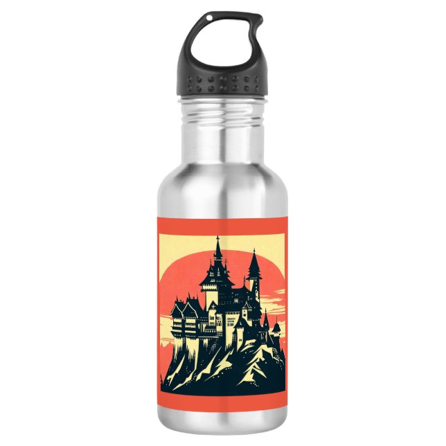 Botella De Agua Castillo medieval de Fantasy - Woodcut 4 (Anverso)