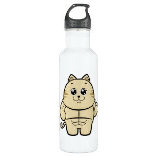 Botella De Agua Cat as Bodybuilder con paquete de seis