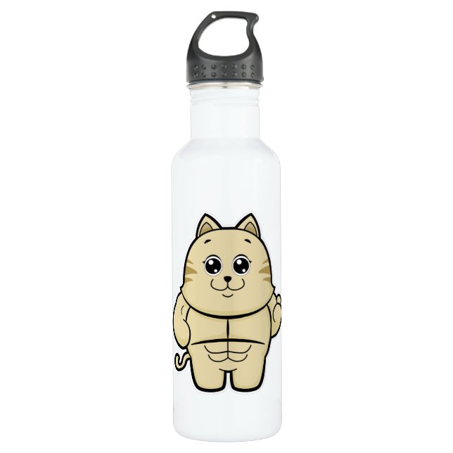 Botella De Agua Cat as Bodybuilder con paquete de seis (Anverso)