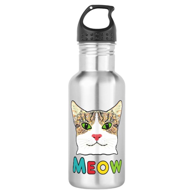 Botella De Agua Cat Face Meow (Anverso)