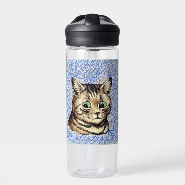 Botella De Agua Cat head drawing by Louis Wain  (Delante)