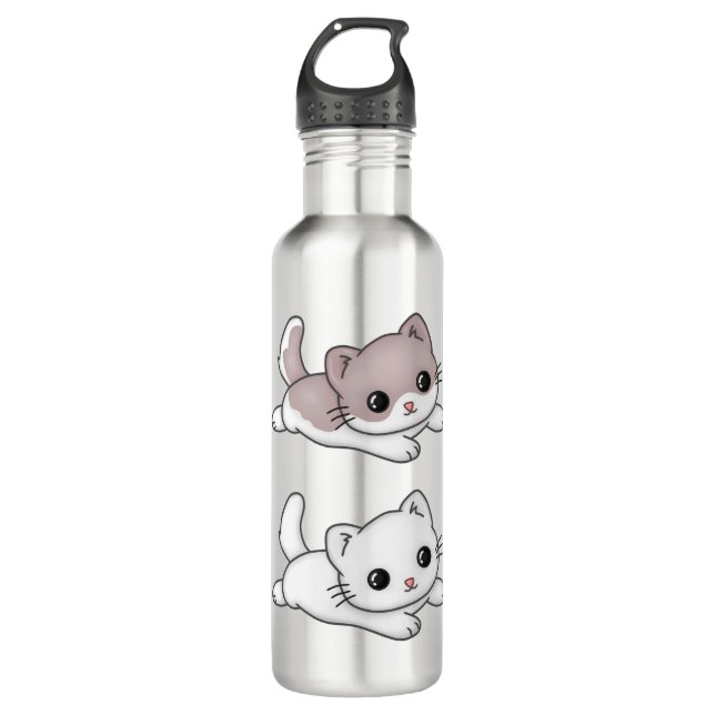 Botella De Agua Cat Kawaii Feline Little Cat Tender Chibi (Anverso)