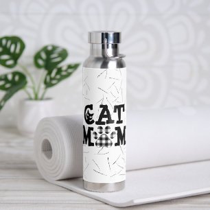 Botella De Agua Cat Mom Pawprint con hemisferias de gato