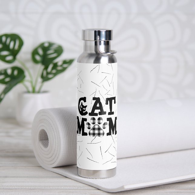 Botella De Agua Cat Mom Pawprint con hemisferias de gato (Yoga)
