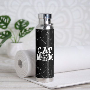 Botella De Agua Cat Mom Pawprint con hemisferias de gato