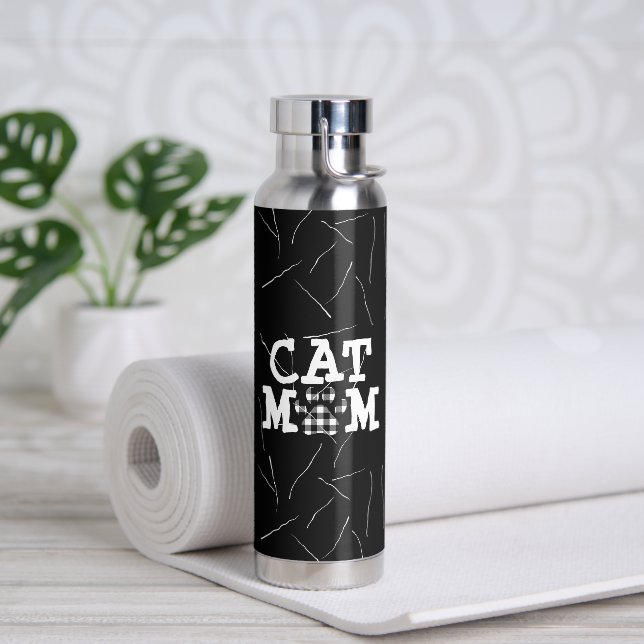 Botella De Agua Cat Mom Pawprint con hemisferias de gato (Yoga)