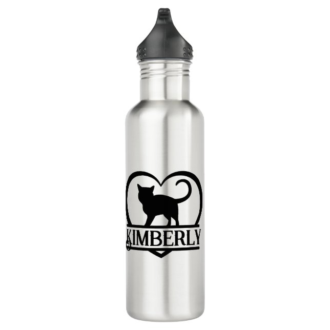 Botella De Agua Cat Silhouette Heart Split Monogram (Derecha)