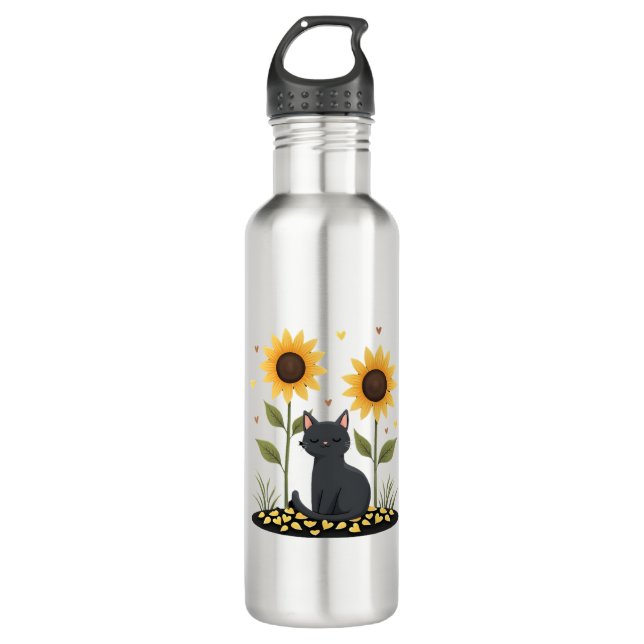 Botella De Agua Cat Sunflower Christmas Tree Sun Flower Cat Lover  (Anverso)