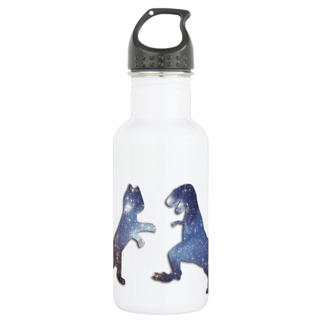 BOTELLA DE AGUA CAT VS T-REX - TEXTURA ESPACIAL (Anverso)